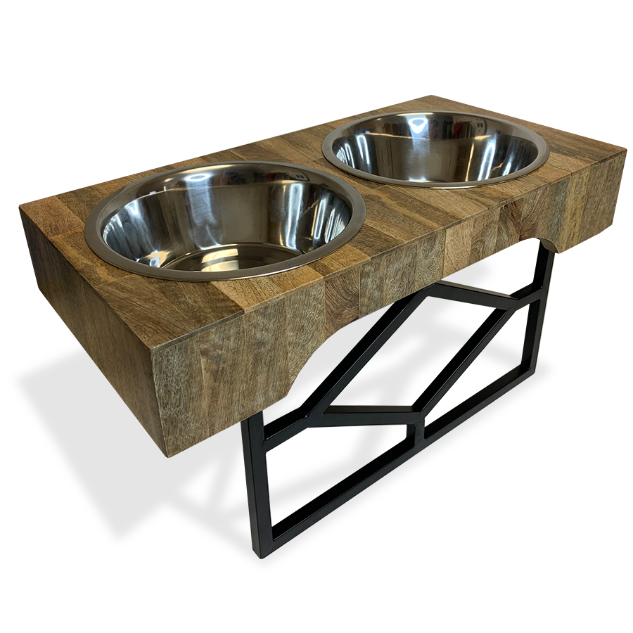 BOLS DOUBLES EN ACIER INOXYDABLE ET SUPPORT EN BOIS gallery