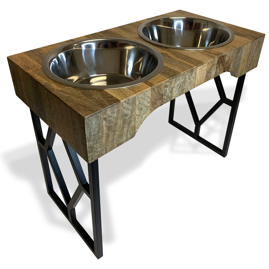 BOLS DOUBLES EN ACIER INOXYDABLE ET SUPPORT EN BOIS gallery