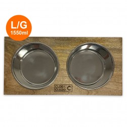 BOL DOUBLE EN ACIER INOXYDABLE AVEC PLATEAU EN BOIS DE MANGUIER gallery thumb