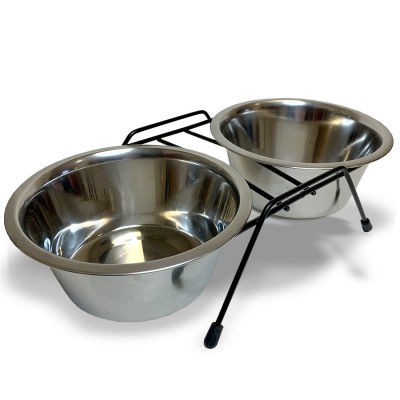 Stainless Steel Double Bowls w/ Rack
