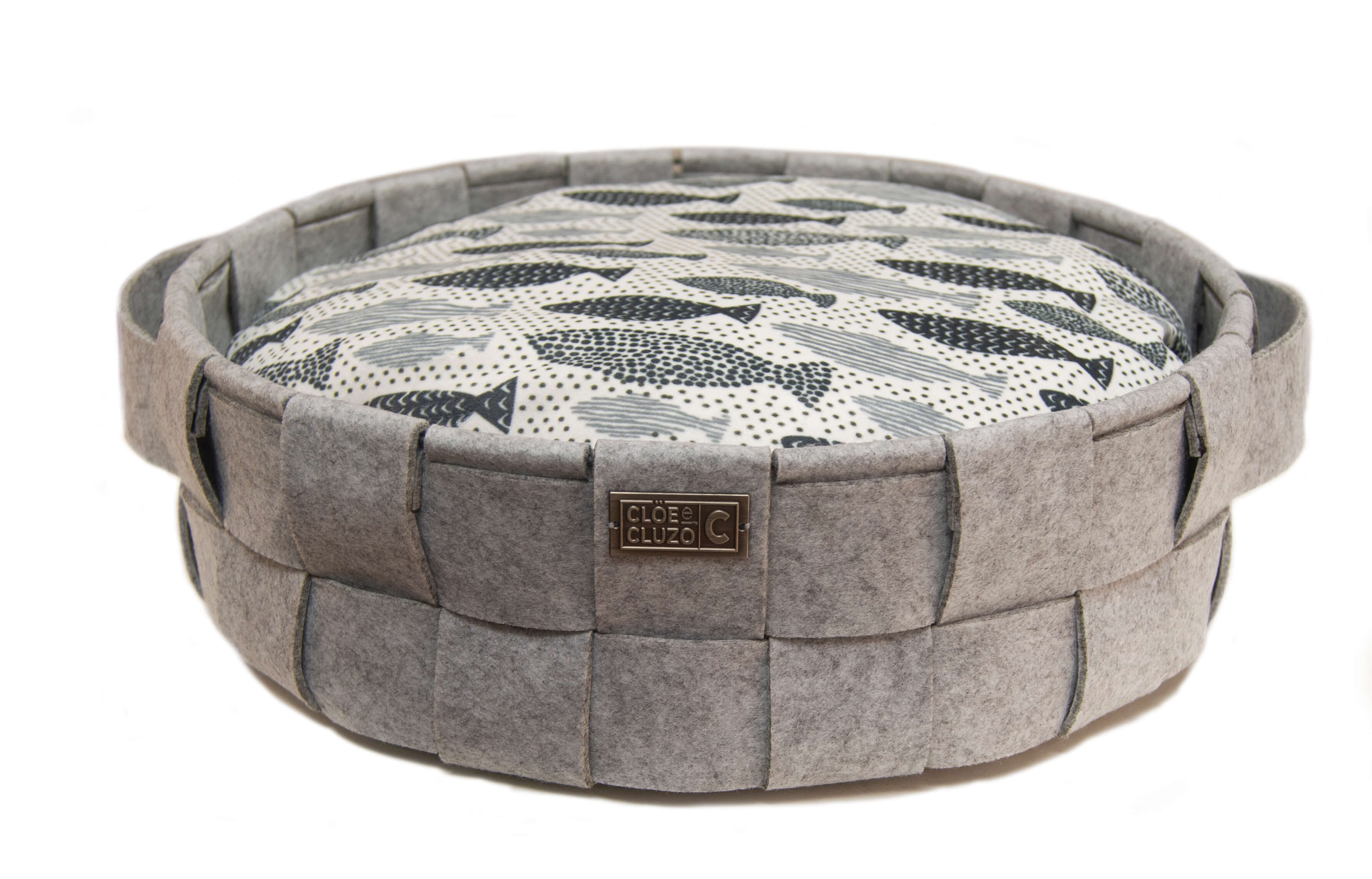 Felt Pet Bed with Fish Print Pillow