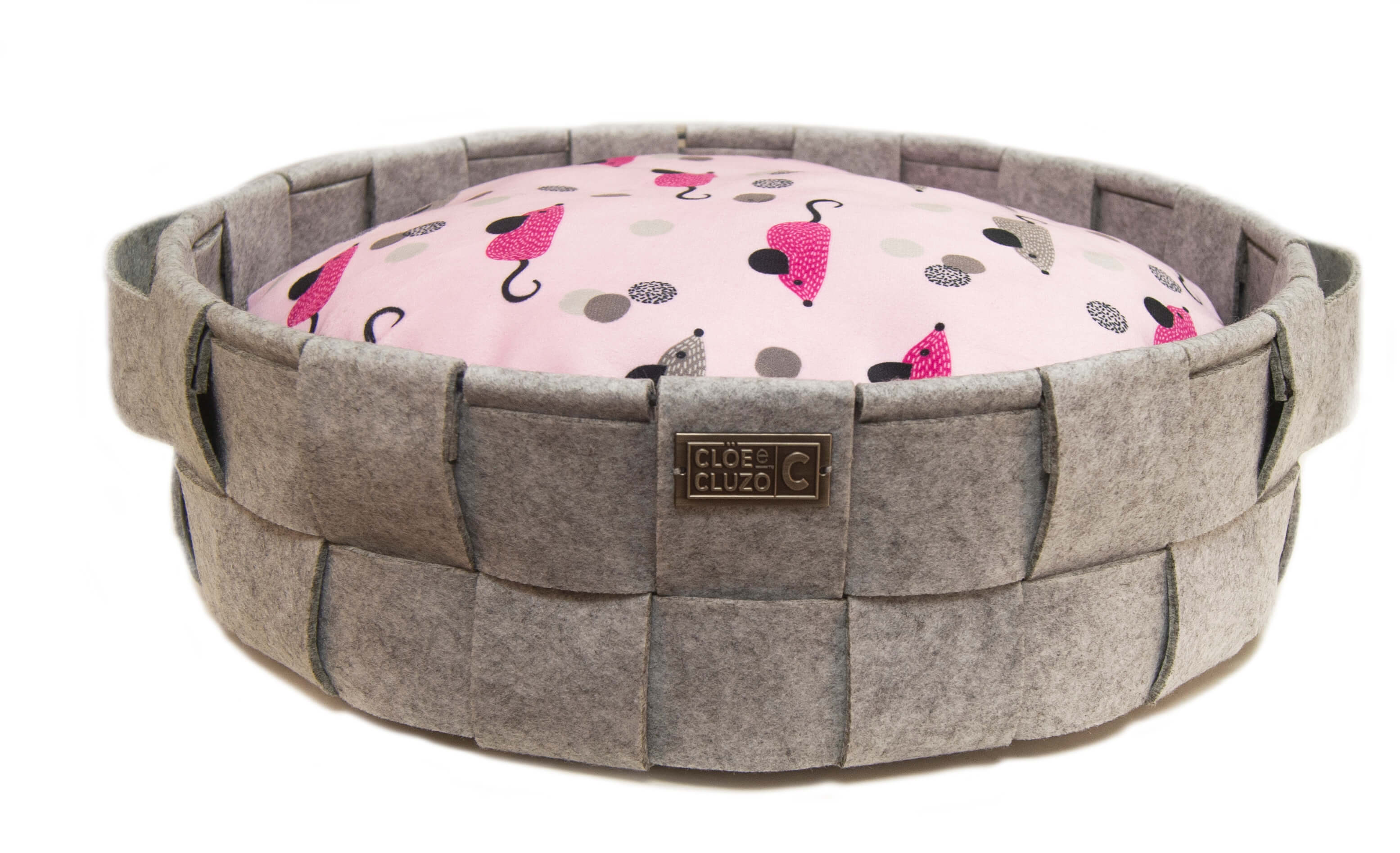 Felt Pet Bed with Mouse Print Pillow